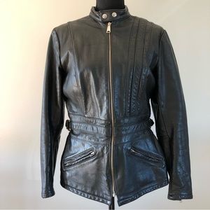 Women’s Vintage Black Leather Moto jacket size XS